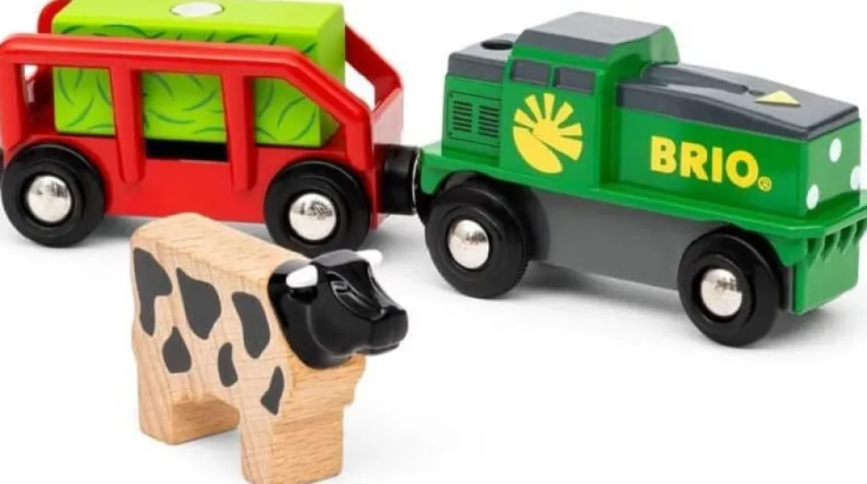 BRIO World Farm Battery Train, Carriage and Cow 36018
