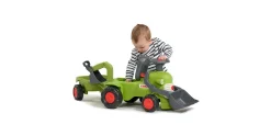 Falk Age 1+ Claas Baby Tractor with Loader, Back Hoe and Trailer